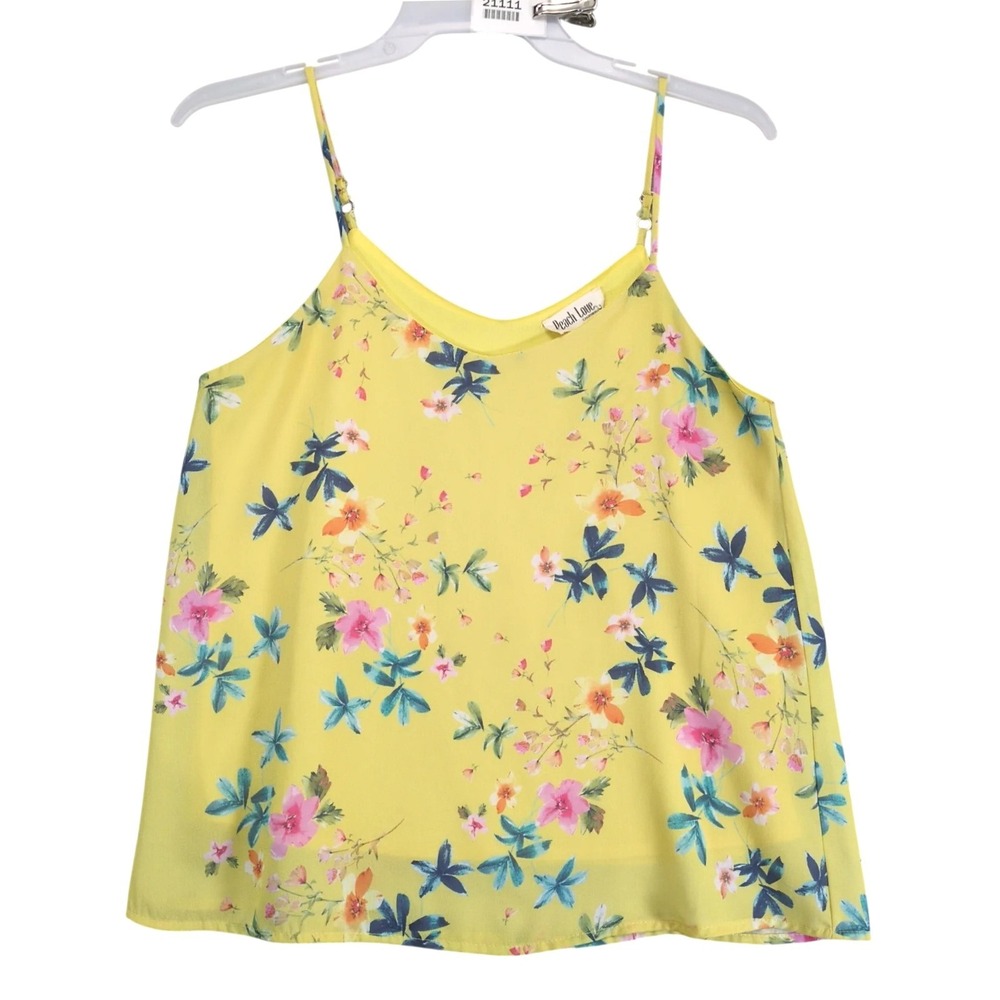 Peach Love California Yellow Floral Camisole Top Sz S Cami Tank Summer Beachy